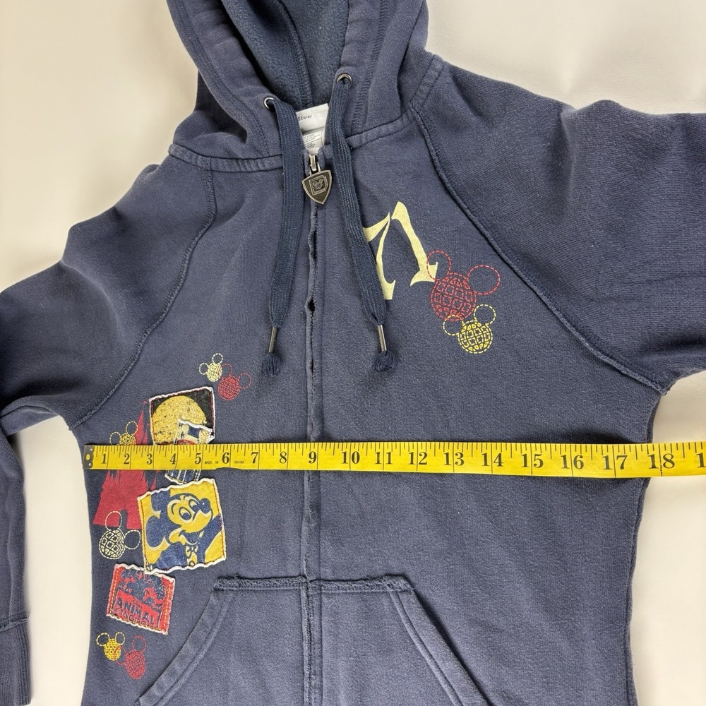 Disney Hoodie Womens Small Blue Sweatshirt 1971 Park Throwback Long Sleeve - Picture 7 of 8
